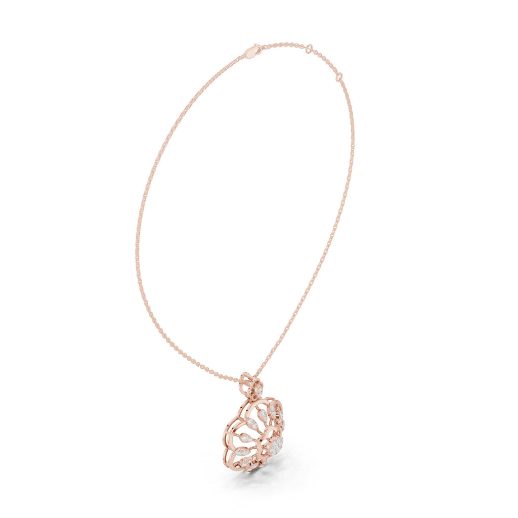 18K Gold Vermeil Floral Moissanite Pendant | 925 Silver Flower Necklace