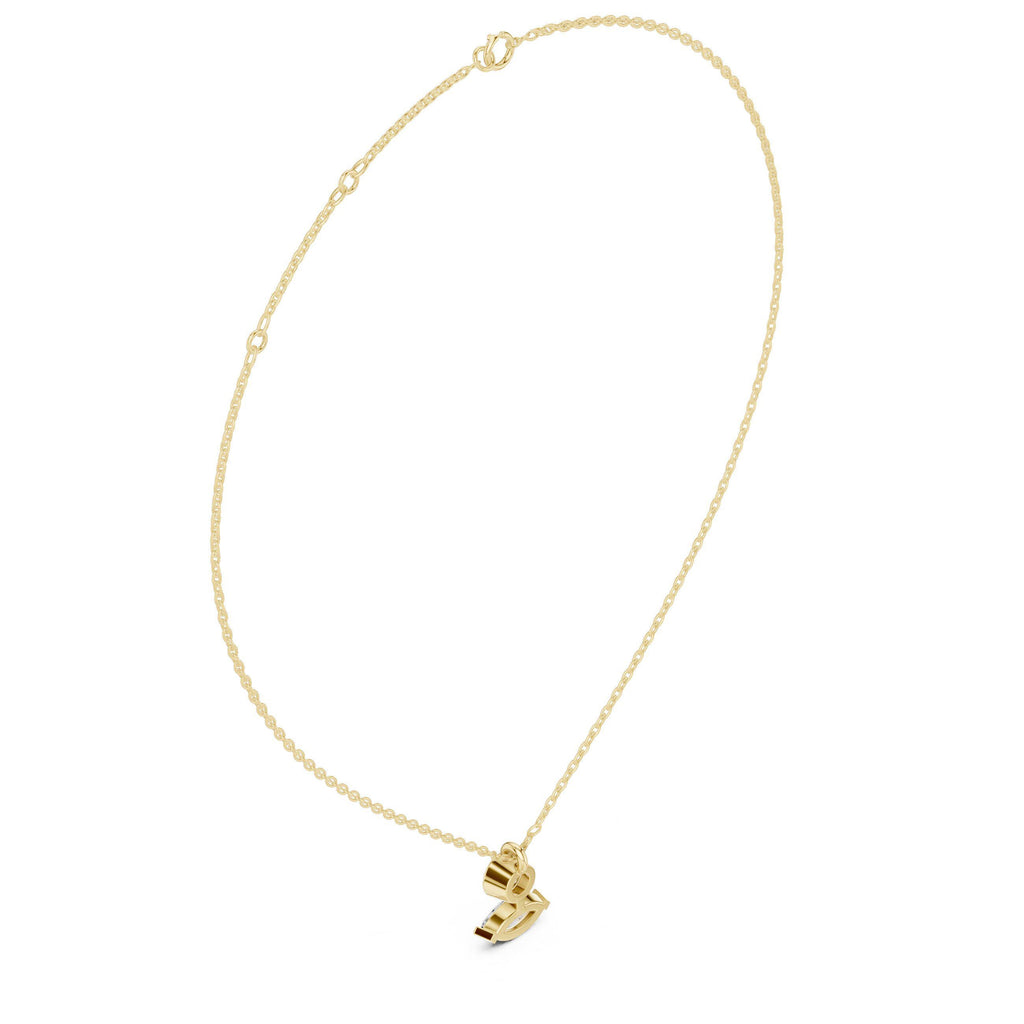 Round & Marquise Moissanite Bezel Drop Necklace – 925 Sterling Silver, 18K Gold Vermeil