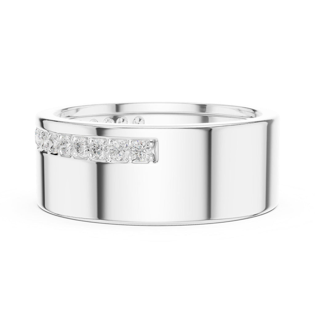 Men's Wide Band with Pavé Moissanite Stripe – 925 Sterling Silver, 18K Gold Vermeil