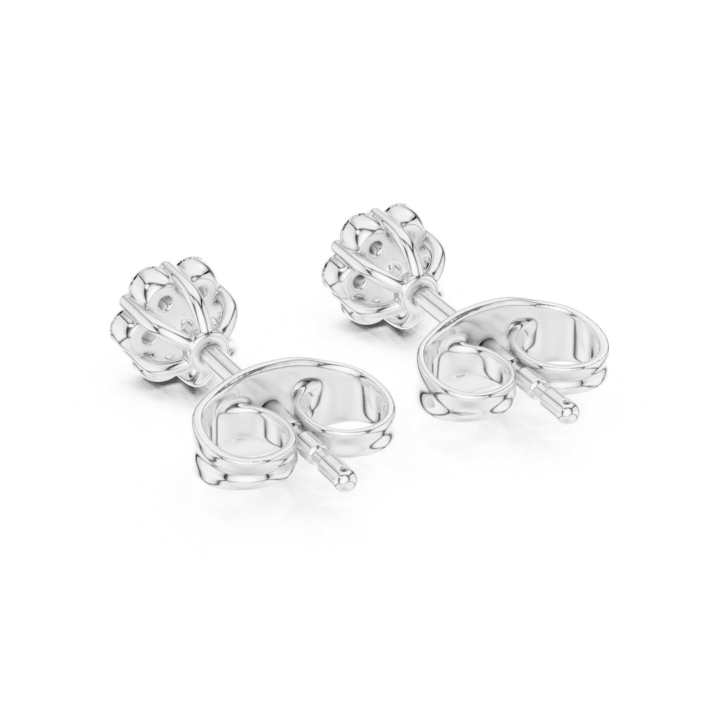 Moissanite Round Cluster Stud Earrings – 925 Sterling Silver, 18K Gold Vermeil