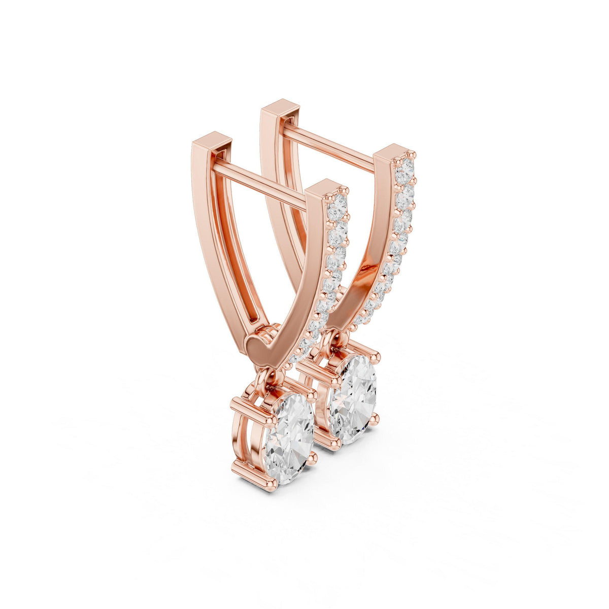 Emerald-Cut Moissanite Hoop Drop Earrings – 925 Sterling Silver, 18K Gold Vermeil