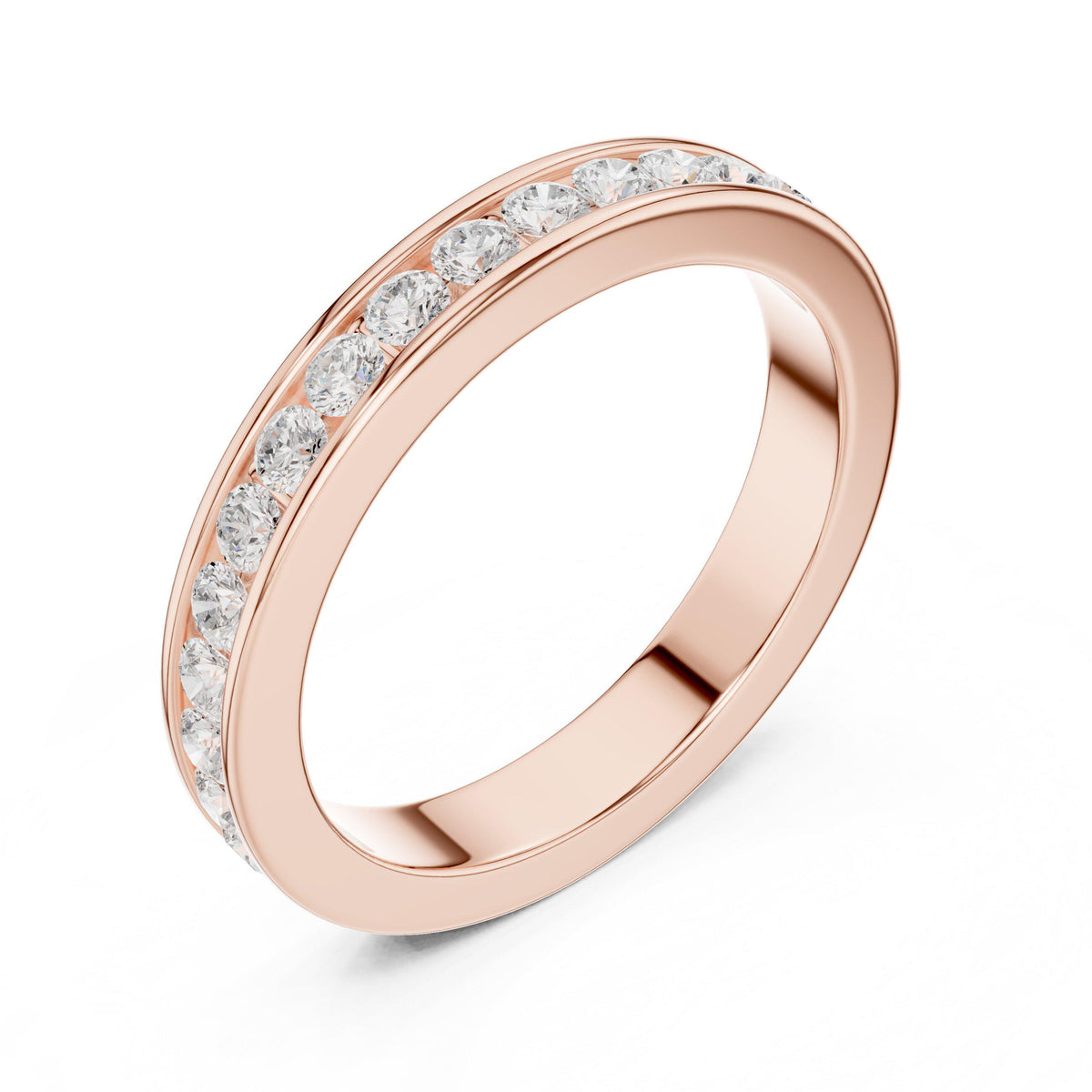 Men's Slim Channel-Set Moissanite Band – 925 Sterling Silver, 18K Gold Vermeil