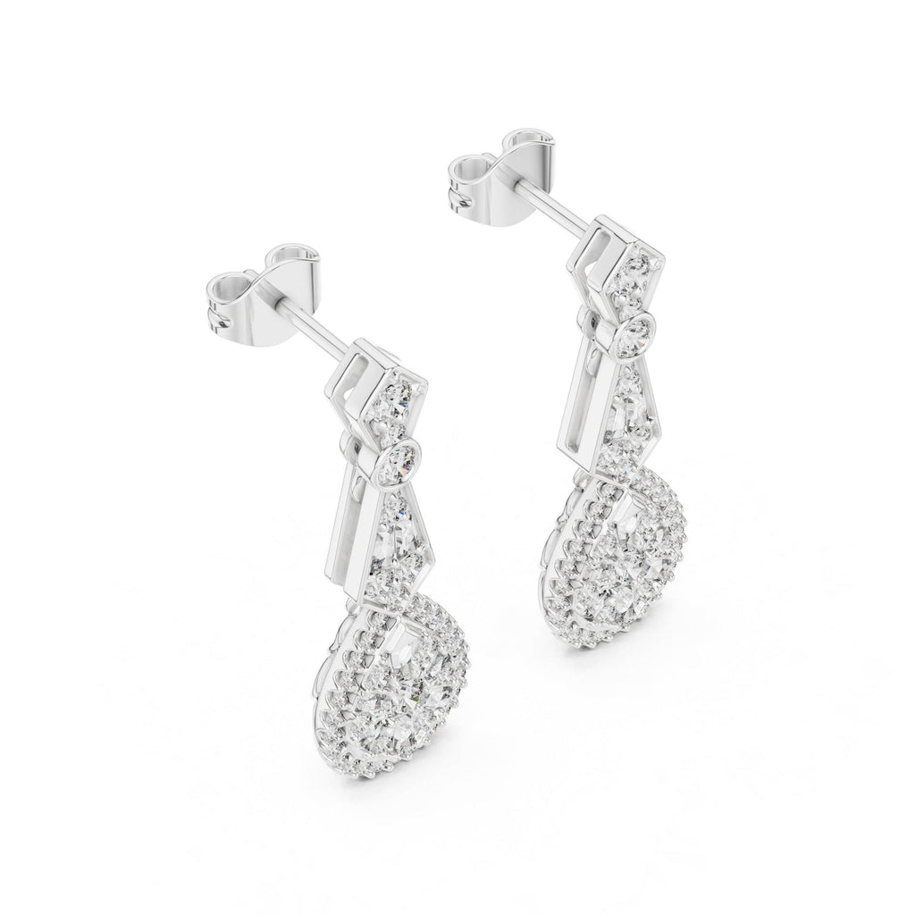 Pear Moissanite Halo Infinity Drop Earrings – 925 Sterling Silver, 18K Gold Vermeil