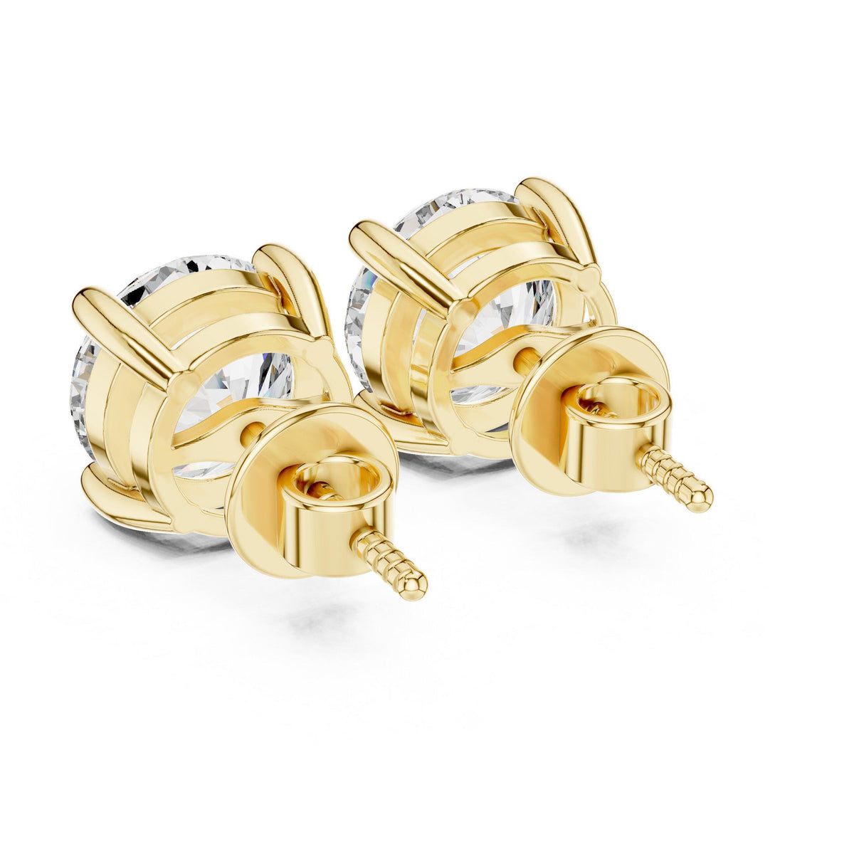 8mm Round Moissanite Four-Prong Stud Earrings – 925 Sterling Silver, 18K Gold Vermeil
