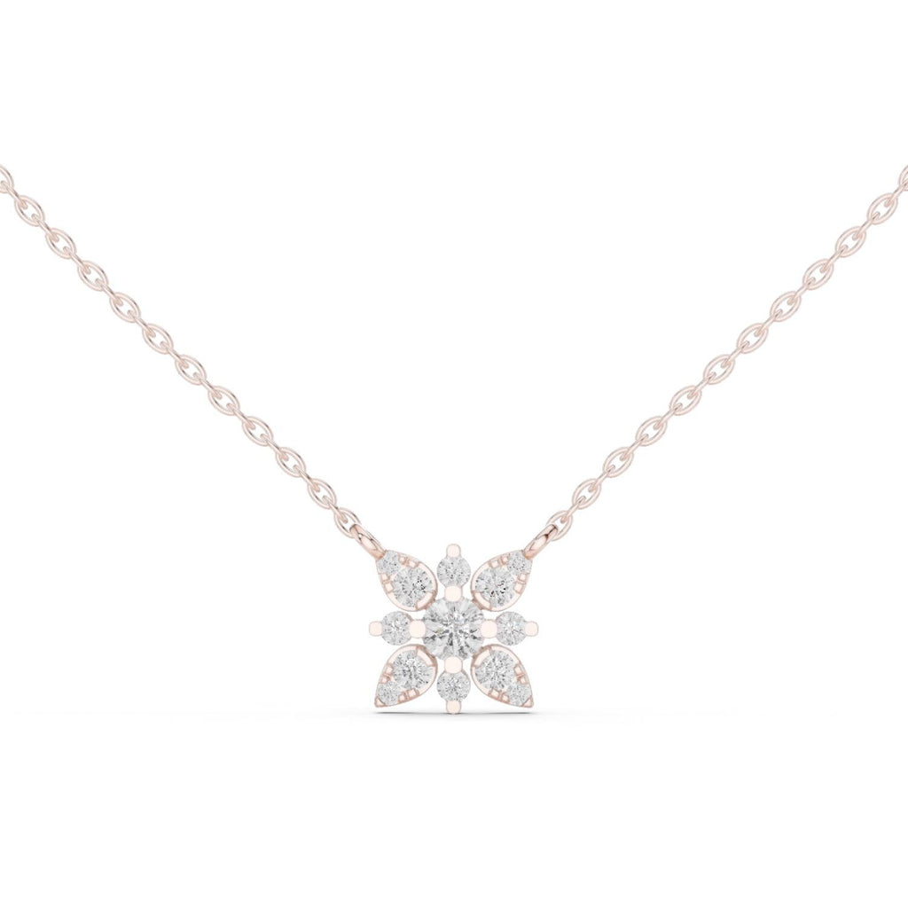 Moissanite Star Flower Pendant Necklace – 925 Sterling Silver, 18K Gold Vermeil