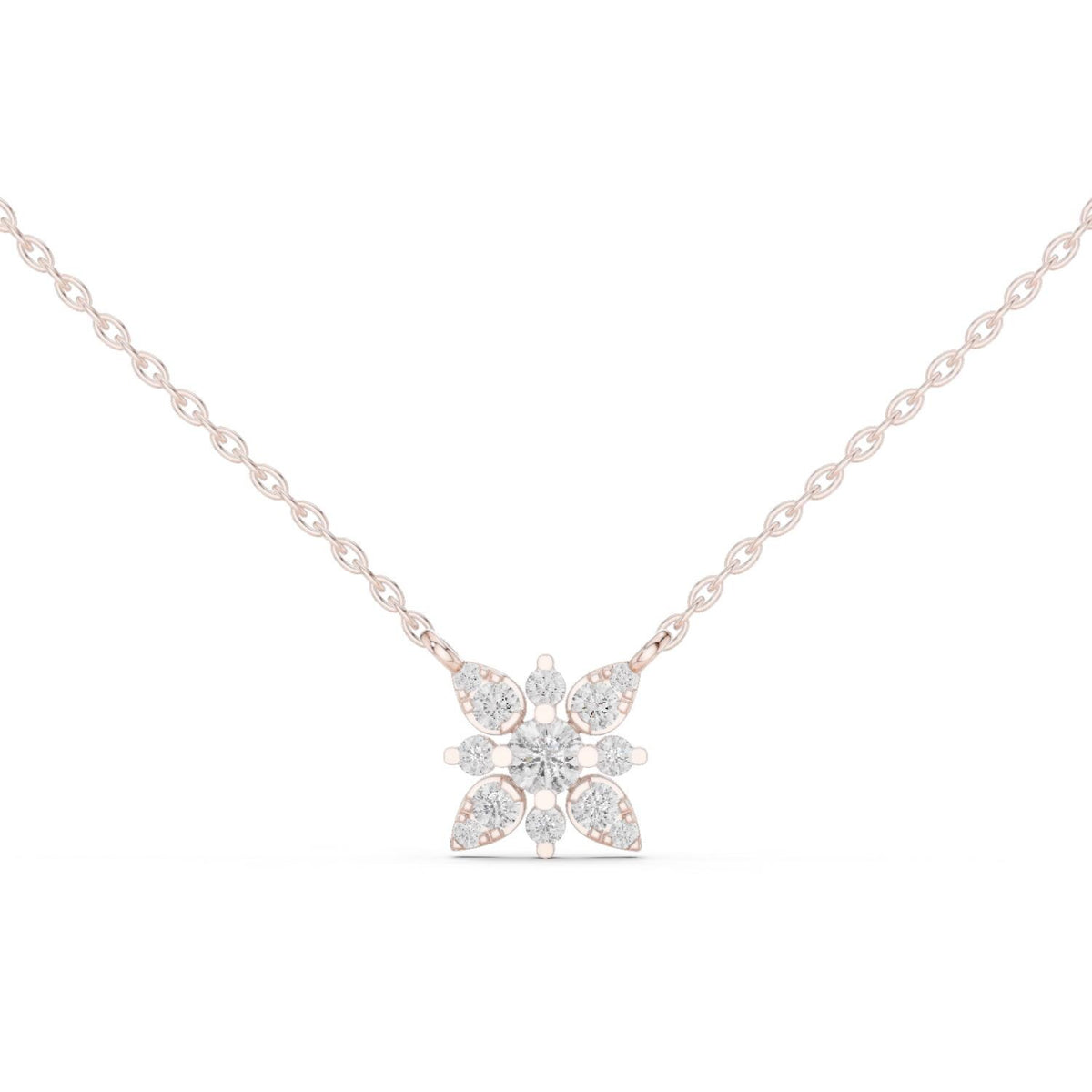 Moissanite Star Flower Pendant Necklace – 925 Sterling Silver, 18K Gold Vermeil