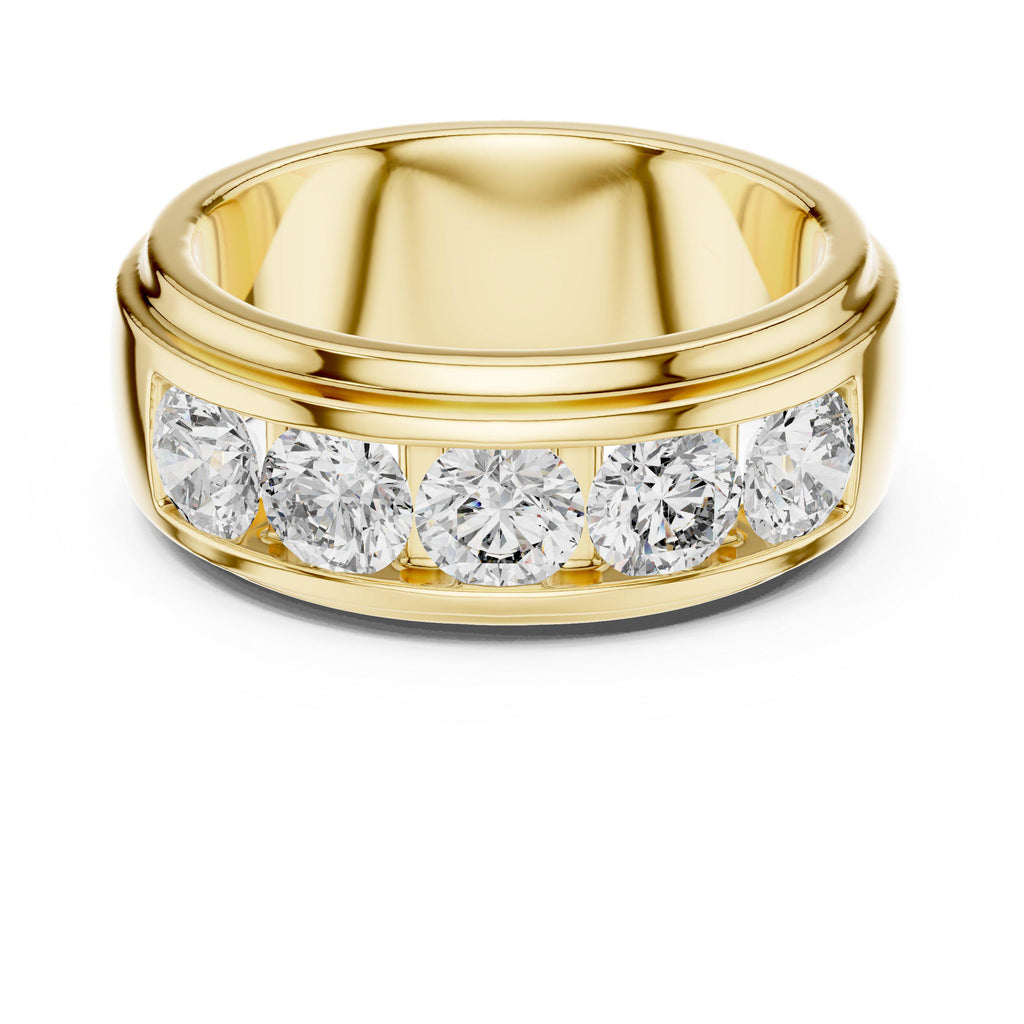 Wide Channel-Set Moissanite Band – 925 Sterling Silver, 18K Gold Vermeil