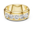 Wide Channel-Set Moissanite Band – 925 Sterling Silver, 18K Gold Vermeil