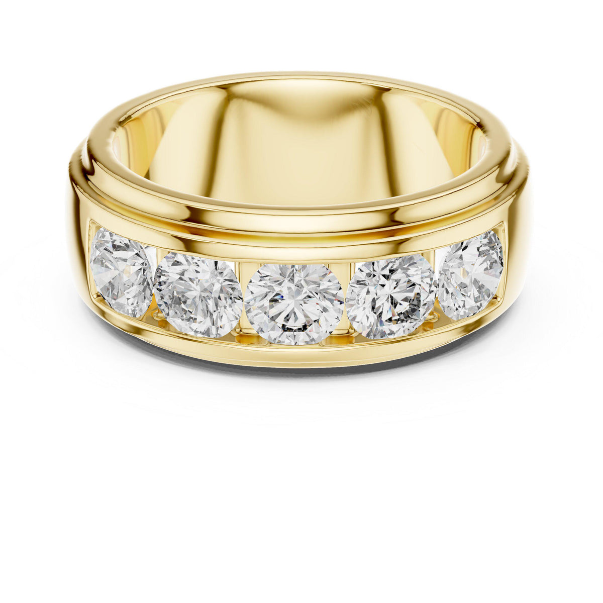 Wide Channel-Set Moissanite Band – 925 Sterling Silver, 18K Gold Vermeil