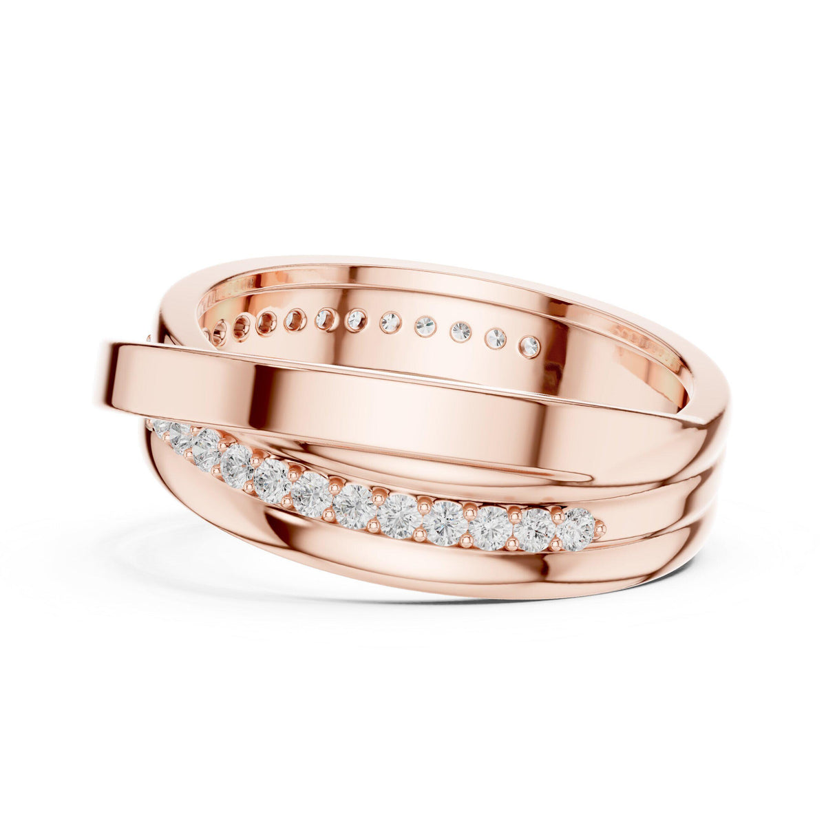 Men's Crossover Pavé Moissanite Band – 925 Sterling Silver, 18K Gold Vermeil