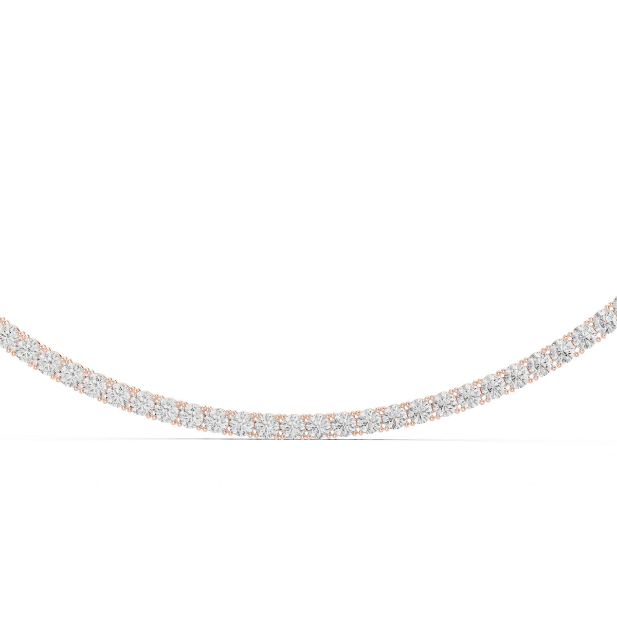 4mm Round Moissanite Tennis Necklace, 16" – 925 Sterling Silver, 18K Rose Gold Vermeil