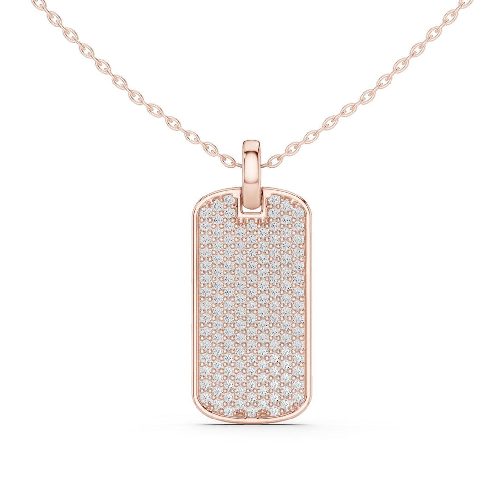 Moissanite Pavé Dog Tag Necklace – 925 Sterling Silver, 18K Gold Vermeil