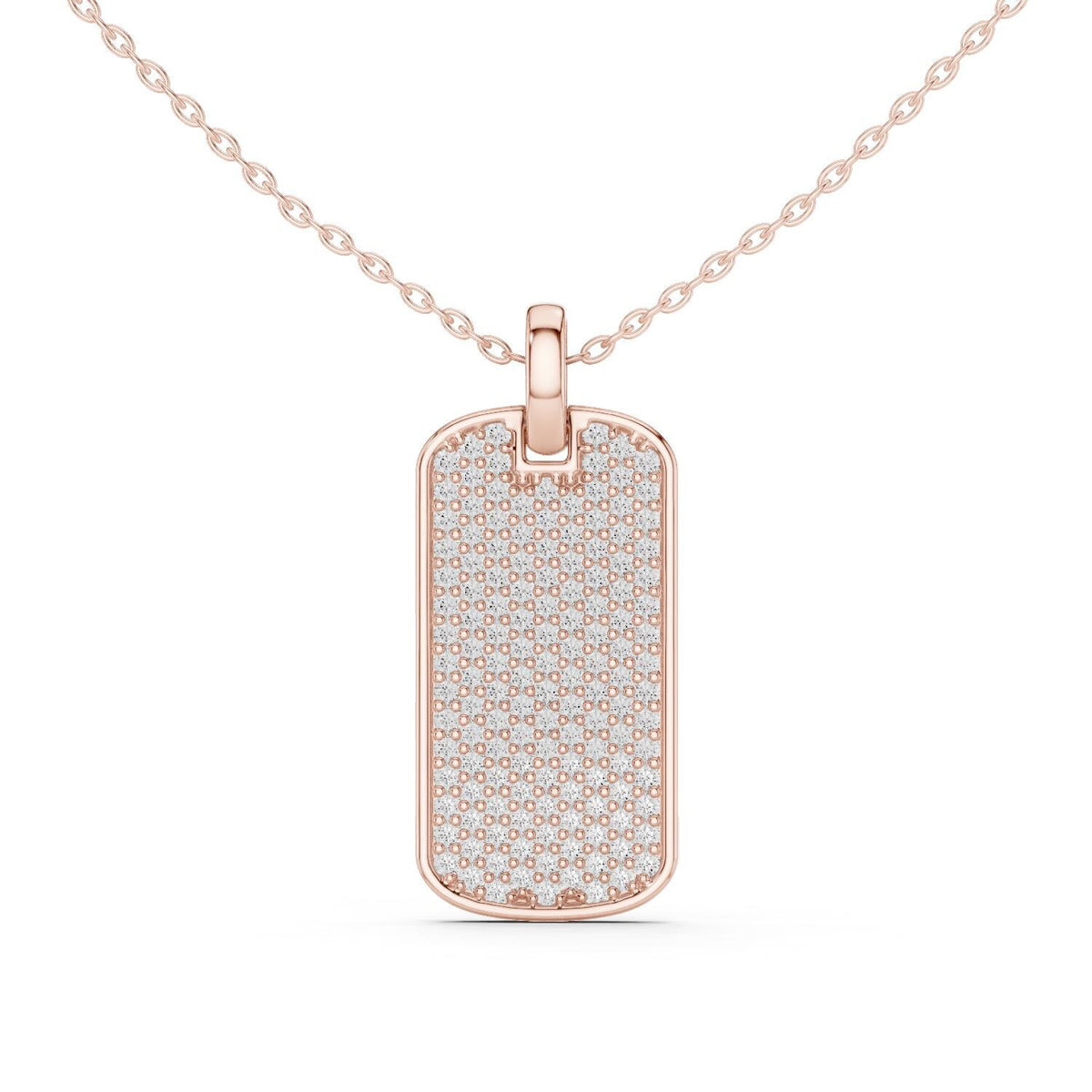 Moissanite Pavé Dog Tag Necklace – 925 Sterling Silver, 18K Gold Vermeil
