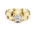 Men's Six-Prong Round Moissanite Ring, Tapered Band – 925 Sterling Silver, 18K Gold Vermeil