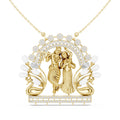 Radha Krishna Moissanite Peacock Pendant Necklace – 925 Sterling Silver, 18K Gold Vermeil