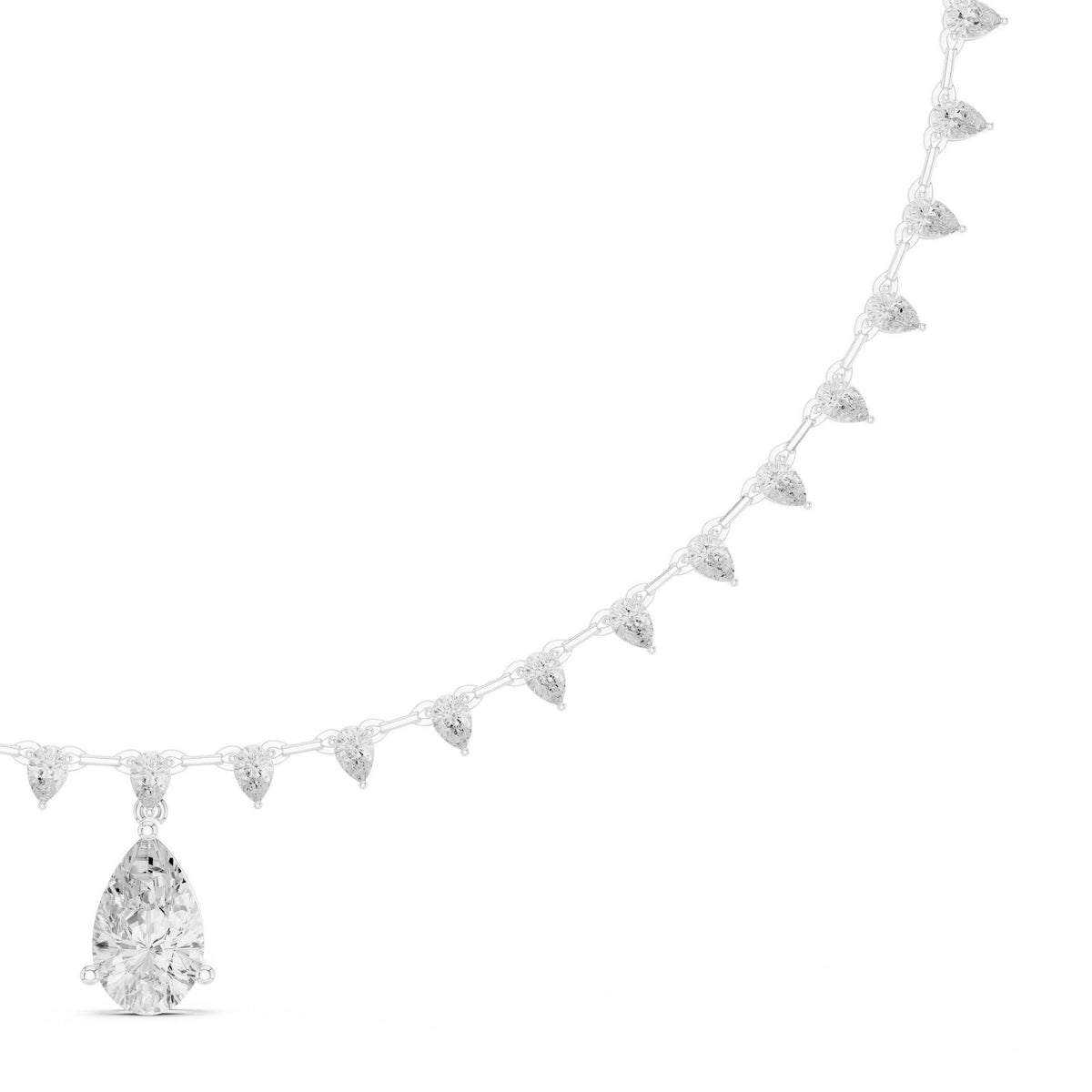 Trillion & Pear Moissanite Fringe Necklace – 925 Sterling Silver, 18K Gold Vermeil
