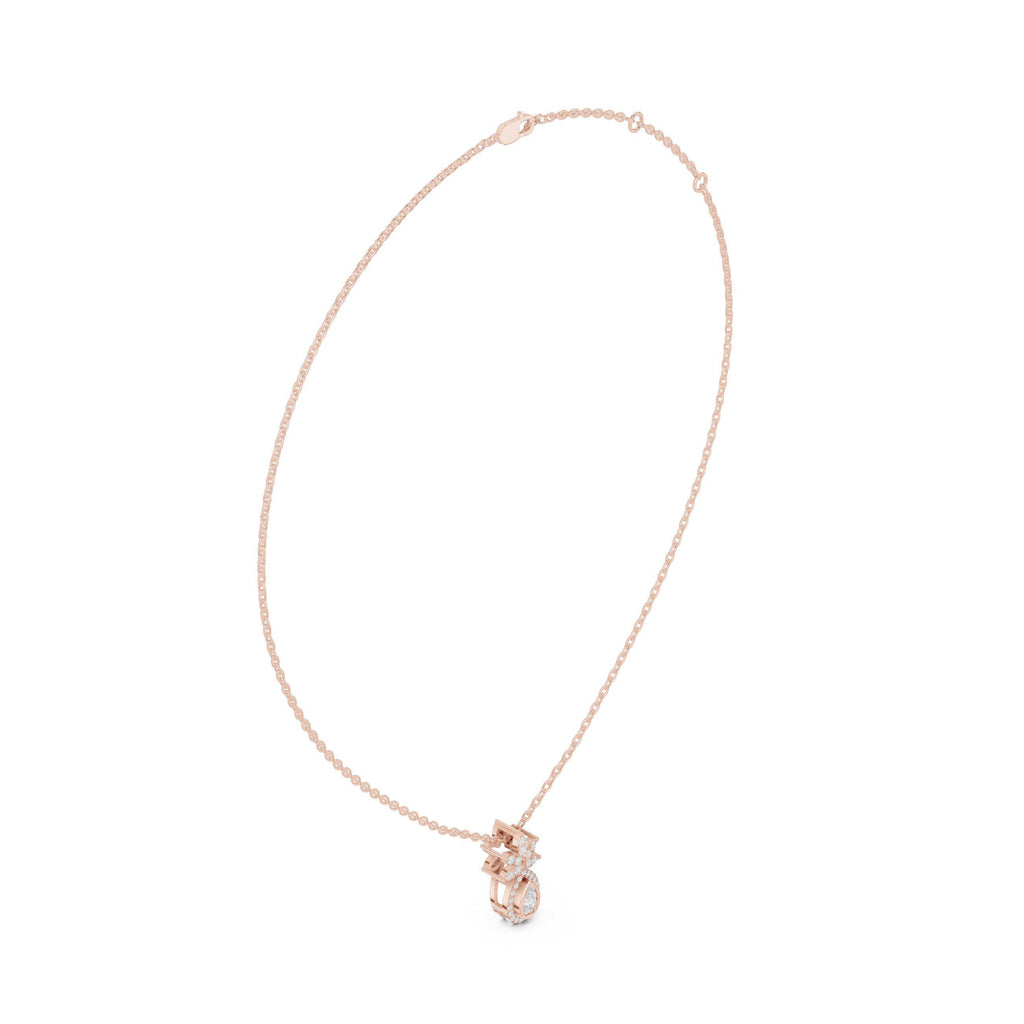 Pear Moissanite Halo Pendant with Marquise Crown – 925 Sterling Silver, 18K Gold Vermeil