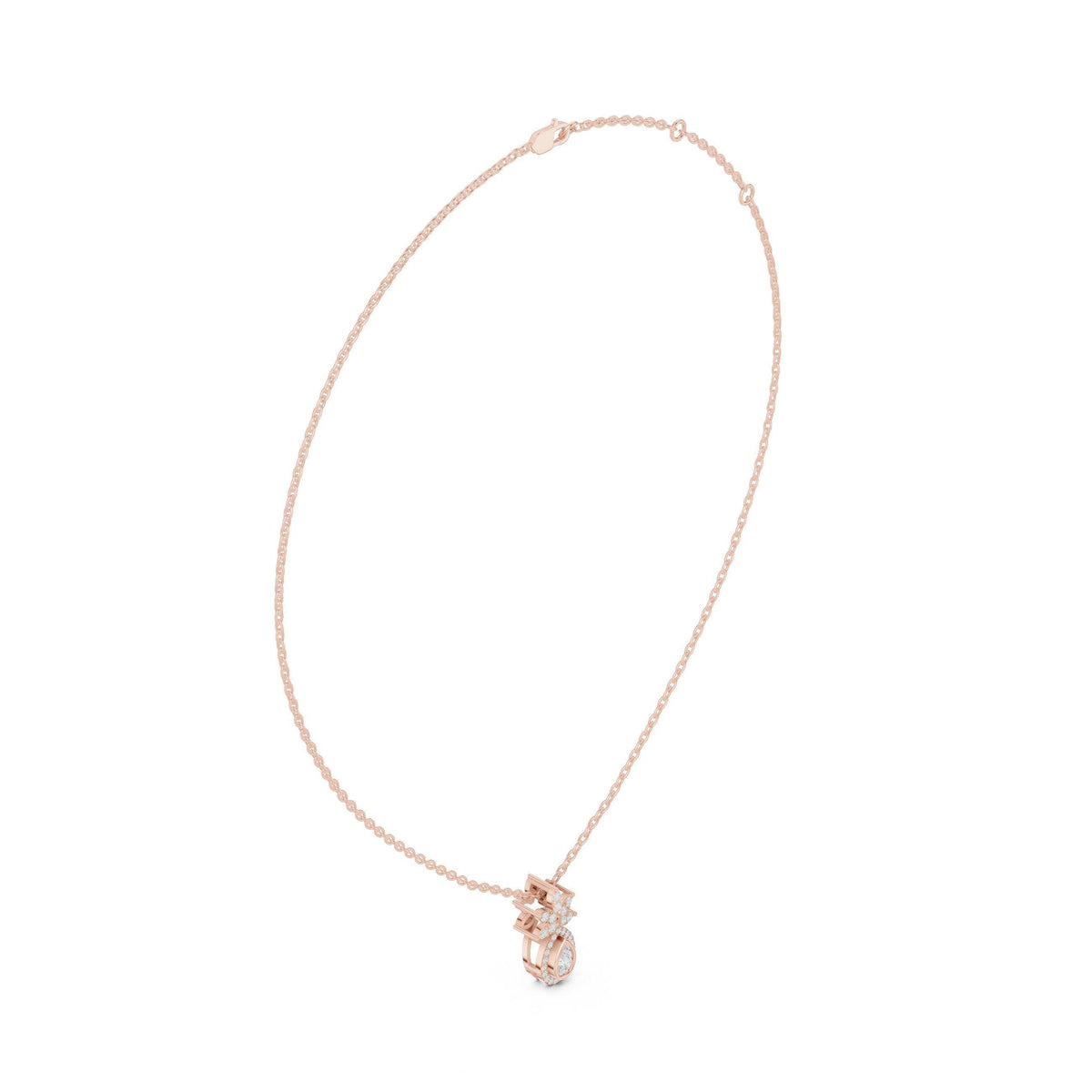 Pear Moissanite Halo Pendant with Marquise Crown – 925 Sterling Silver, 18K Gold Vermeil