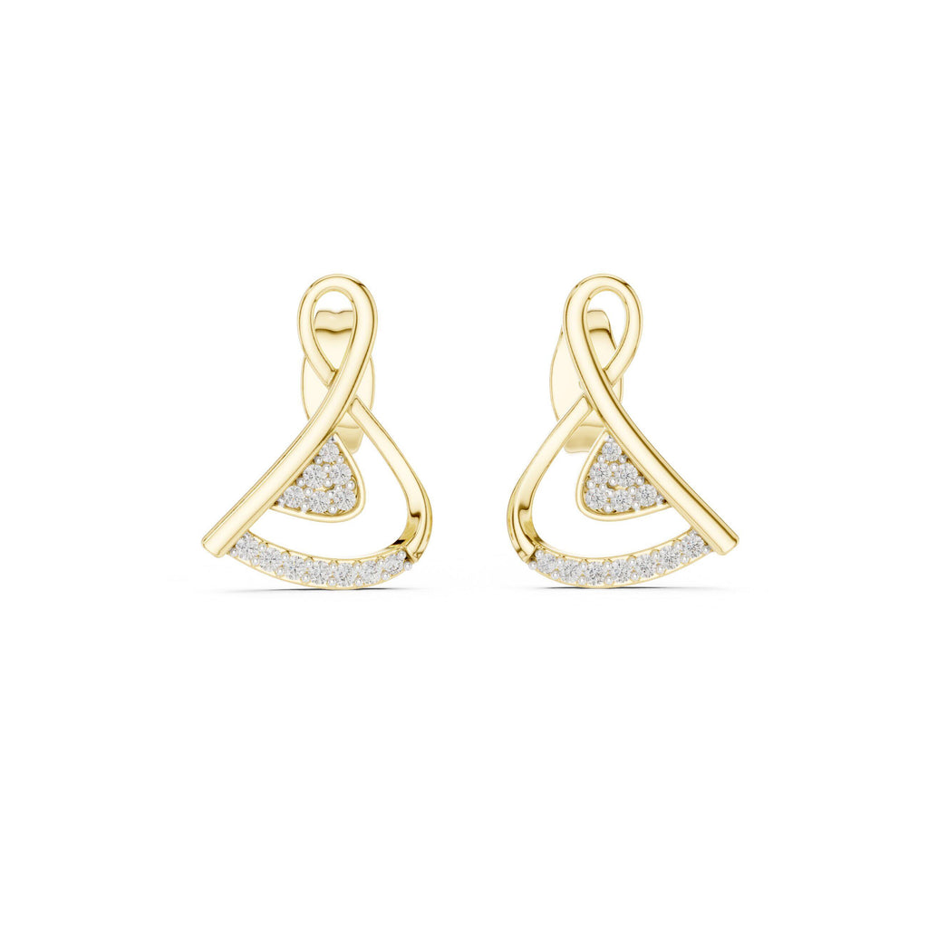 Moissanite Twisted Ribbon Stud Earrings – 925 Sterling Silver, 18K Gold Vermeil
