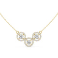 Round Moissanite Halo Trio Mangalsutra Necklace – 925 Sterling Silver, 18K Gold Vermeil