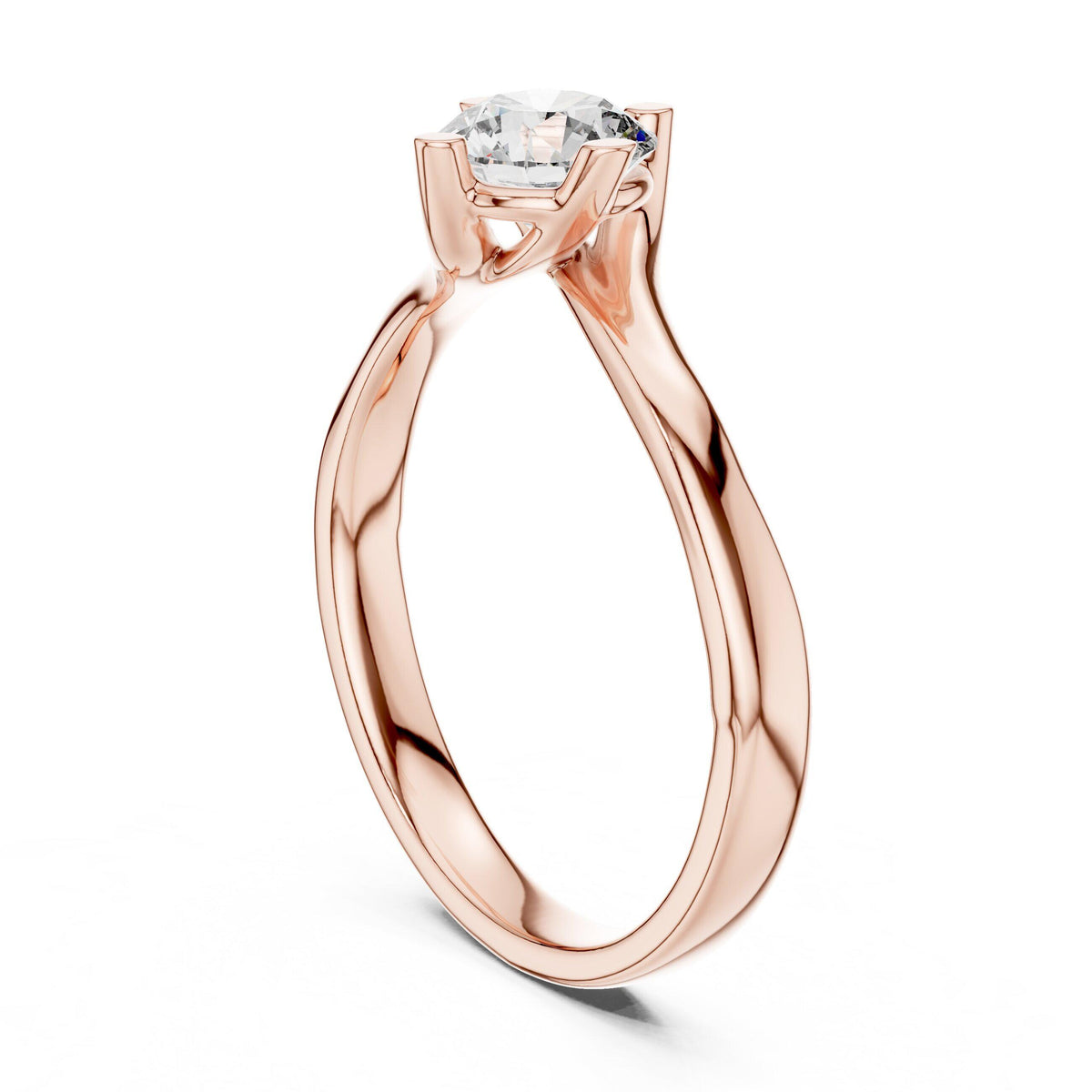 Round Moissanite Twist Solitaire Ring, 5mm – 925 Sterling Silver, 18K Gold Vermeil