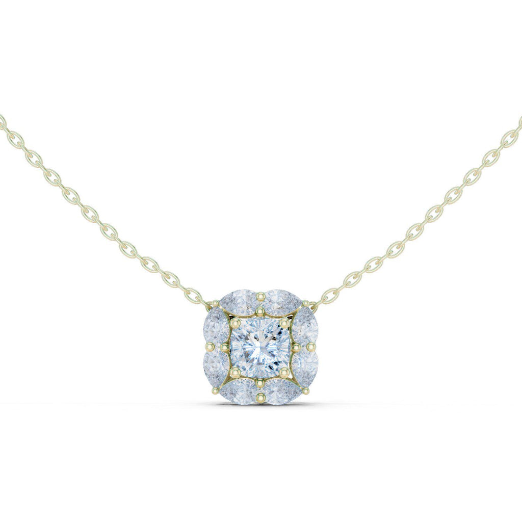 Princess Moissanite Marquise Frame Necklace – 925 Sterling Silver, 18K Gold Vermeil