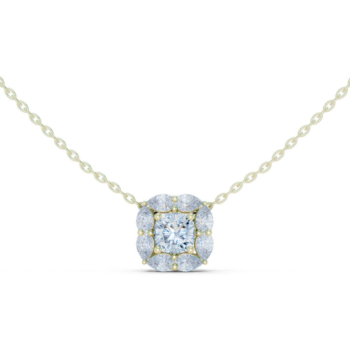 Princess Moissanite Marquise Frame Necklace – 925 Sterling Silver, 18K Gold Vermeil
