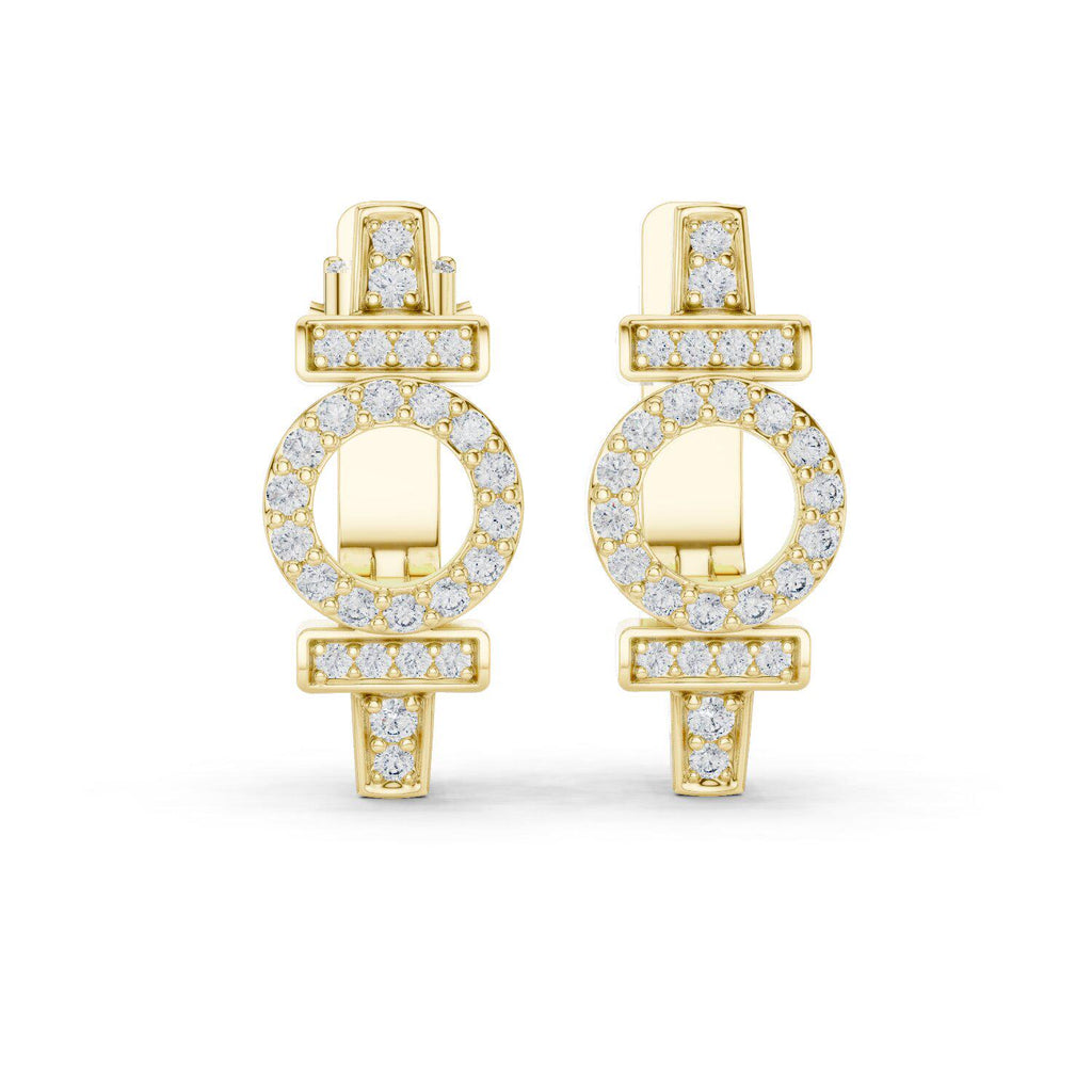 Moissanite Pavé Geometric Circle Earrings – 925 Sterling Silver, 18K Gold Vermeil