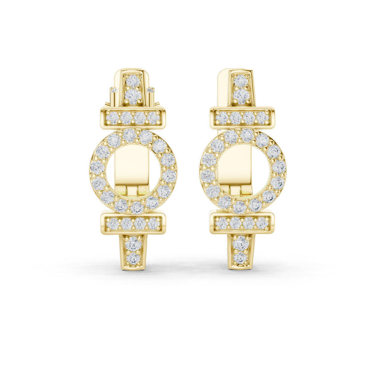 Moissanite Pavé Geometric Circle Earrings – 925 Sterling Silver, 18K Gold Vermeil