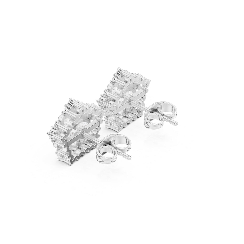 Moissanite Pentagon Flower Stud Earrings – 925 Sterling Silver, 18K Gold Vermeil