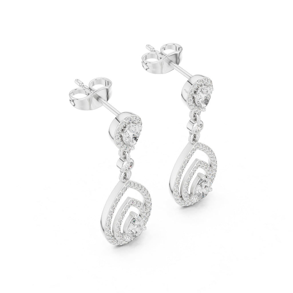Pear Moissanite Double-Teardrop Halo Drop Earrings – 925 Sterling Silver, 18K Gold Vermeil