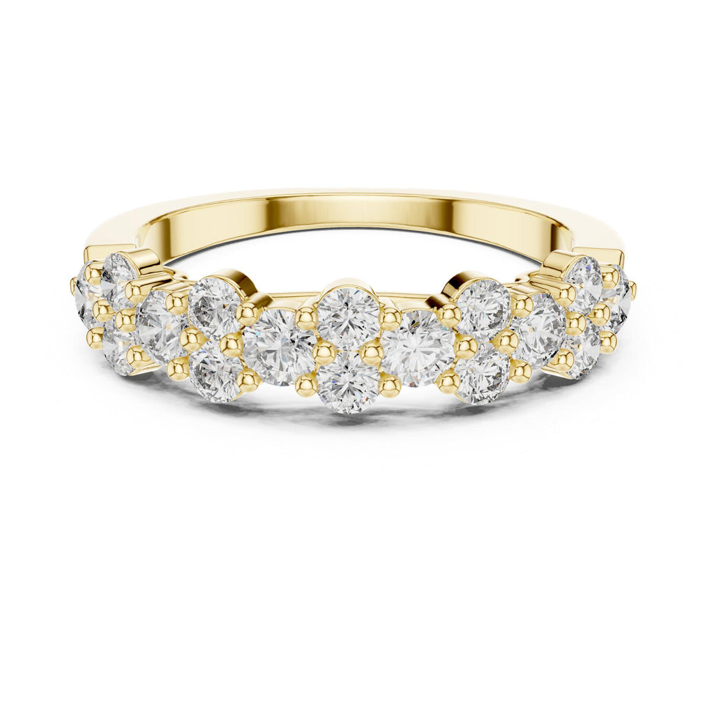 Moissanite Cluster Eternity-Style Stackable Band – 925 Sterling Silver, 18K Gold Vermeil