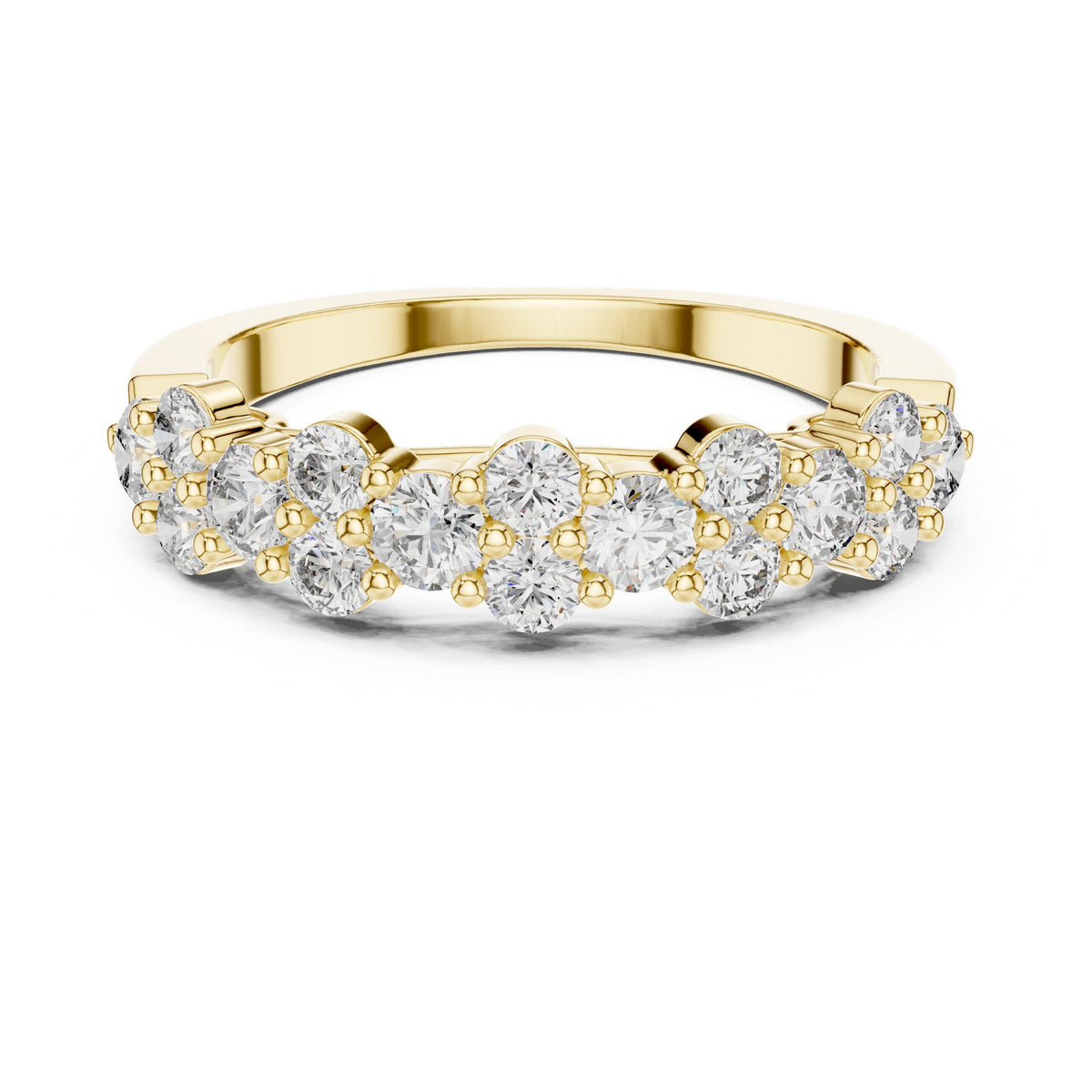 Moissanite Cluster Eternity-Style Stackable Band – 925 Sterling Silver, 18K Gold Vermeil