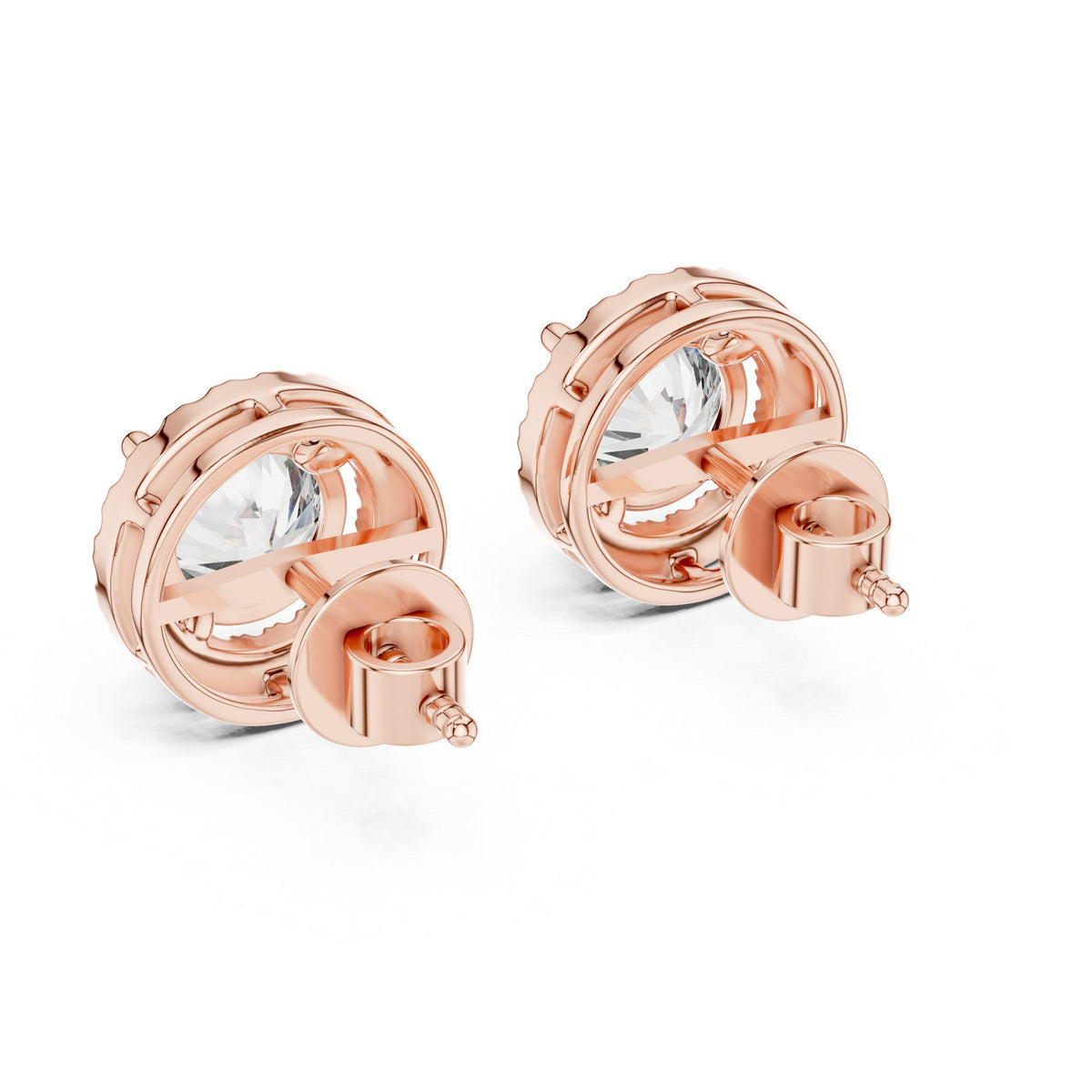 7mm Round Moissanite Halo Stud Earrings – 925 Sterling Silver, 18K Gold Vermeil