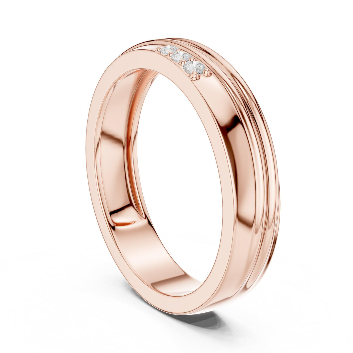 Men's Layered-Band Moissanite Ring with Pavé Accent – 925 Sterling Silver, 18K Gold Vermeil