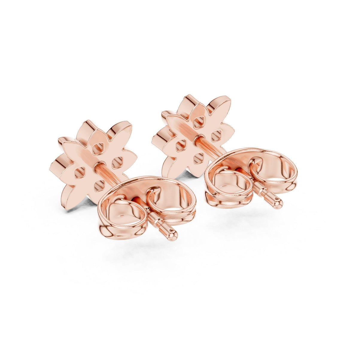 Moissanite Flower Star Stud Earrings – 925 Sterling Silver, 18K Gold Vermeil