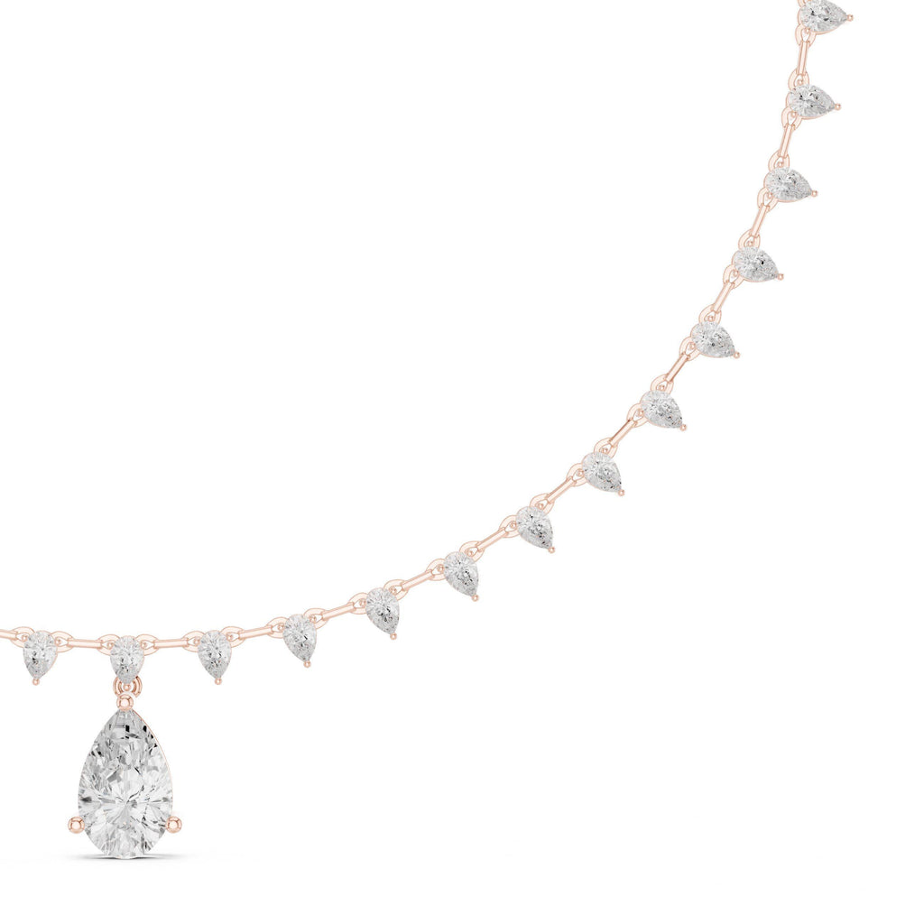 Trillion & Pear Moissanite Fringe Necklace – 925 Sterling Silver, 18K Gold Vermeil
