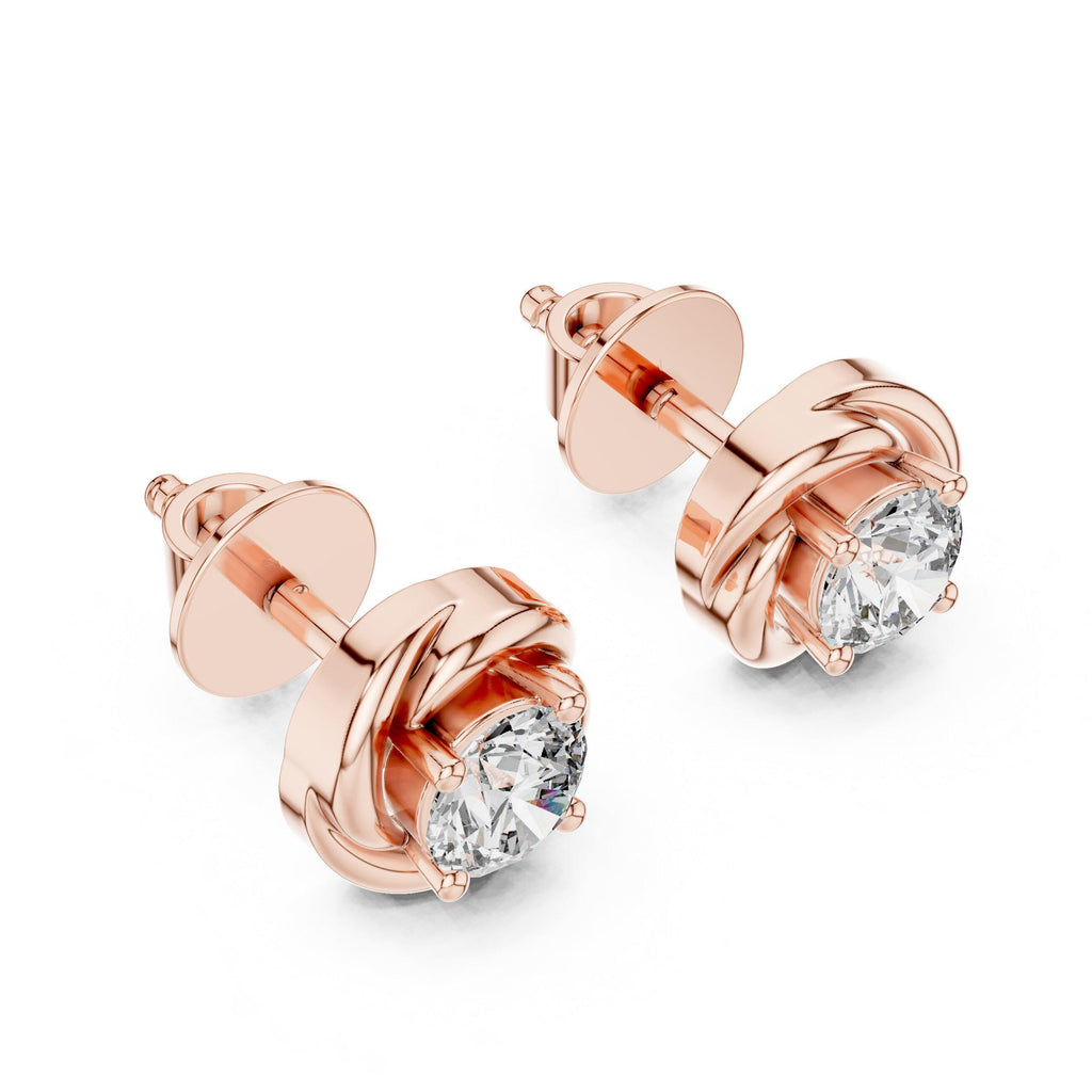 5mm Round Moissanite Swirl Stud Earrings – 925 Sterling Silver, 18K Gold Vermeil