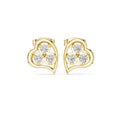 Moissanite Heart Trio Stud Earrings – 925 Sterling Silver, 18K Gold Vermeil