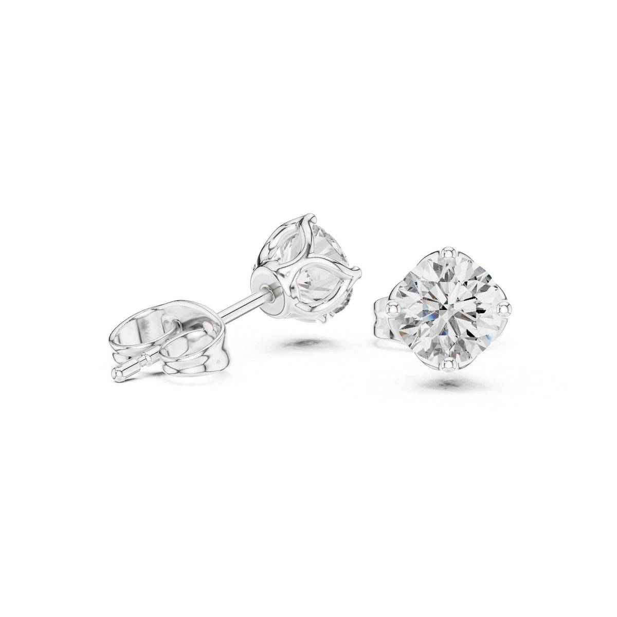 Round Moissanite Solitaire Stud Earrings – 925 Sterling Silver, 18K Gold Vermeil
