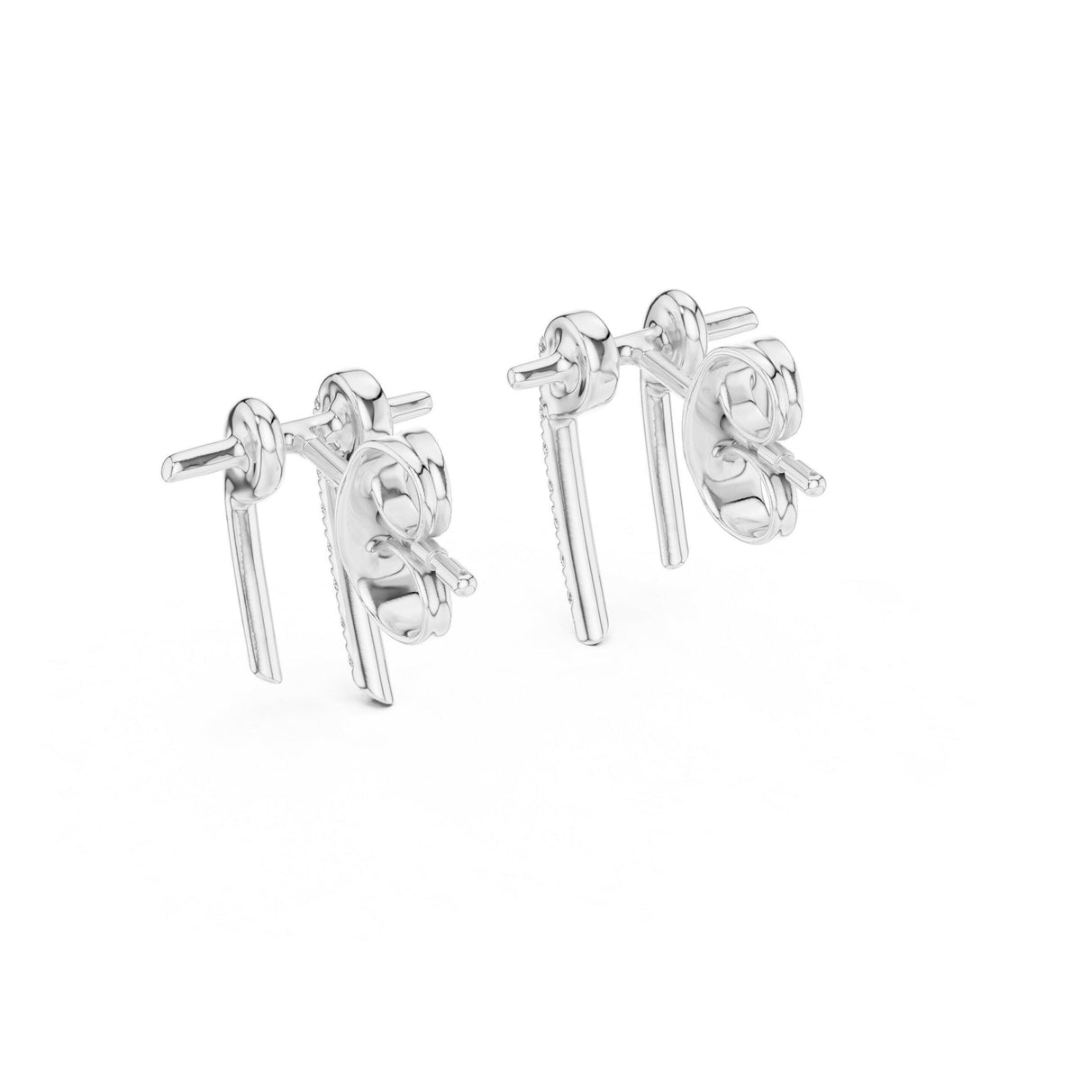 Moissanite Pavé Bar Front-Back Earrings – 925 Sterling Silver, 18K Gold Vermeil