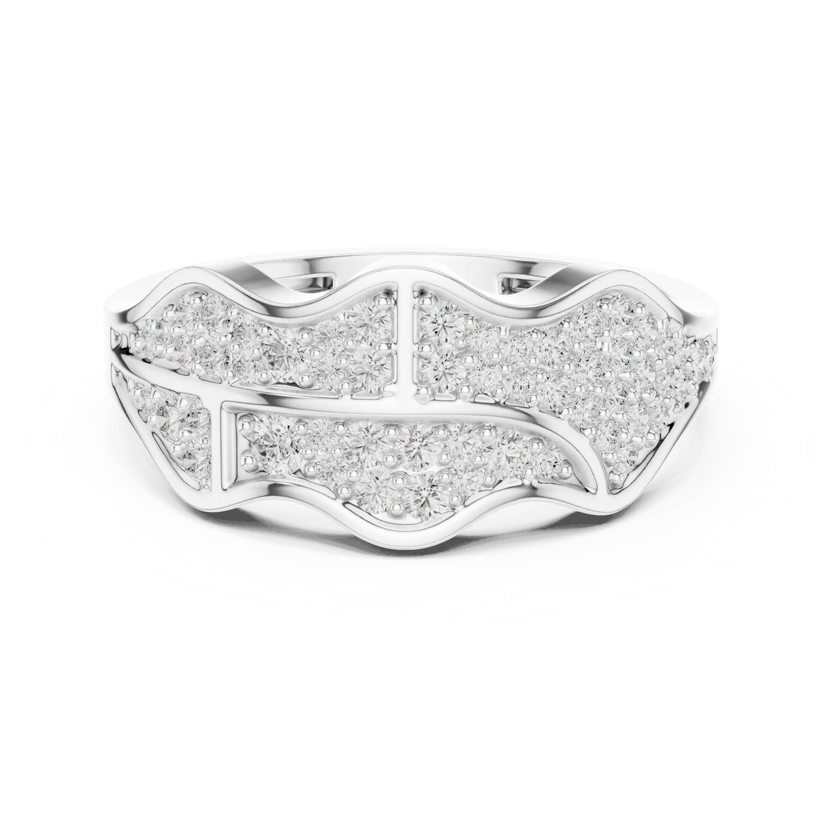 Men's Sculpted Pavé Moissanite Ring – 925 Sterling Silver, 18K Gold Vermeil