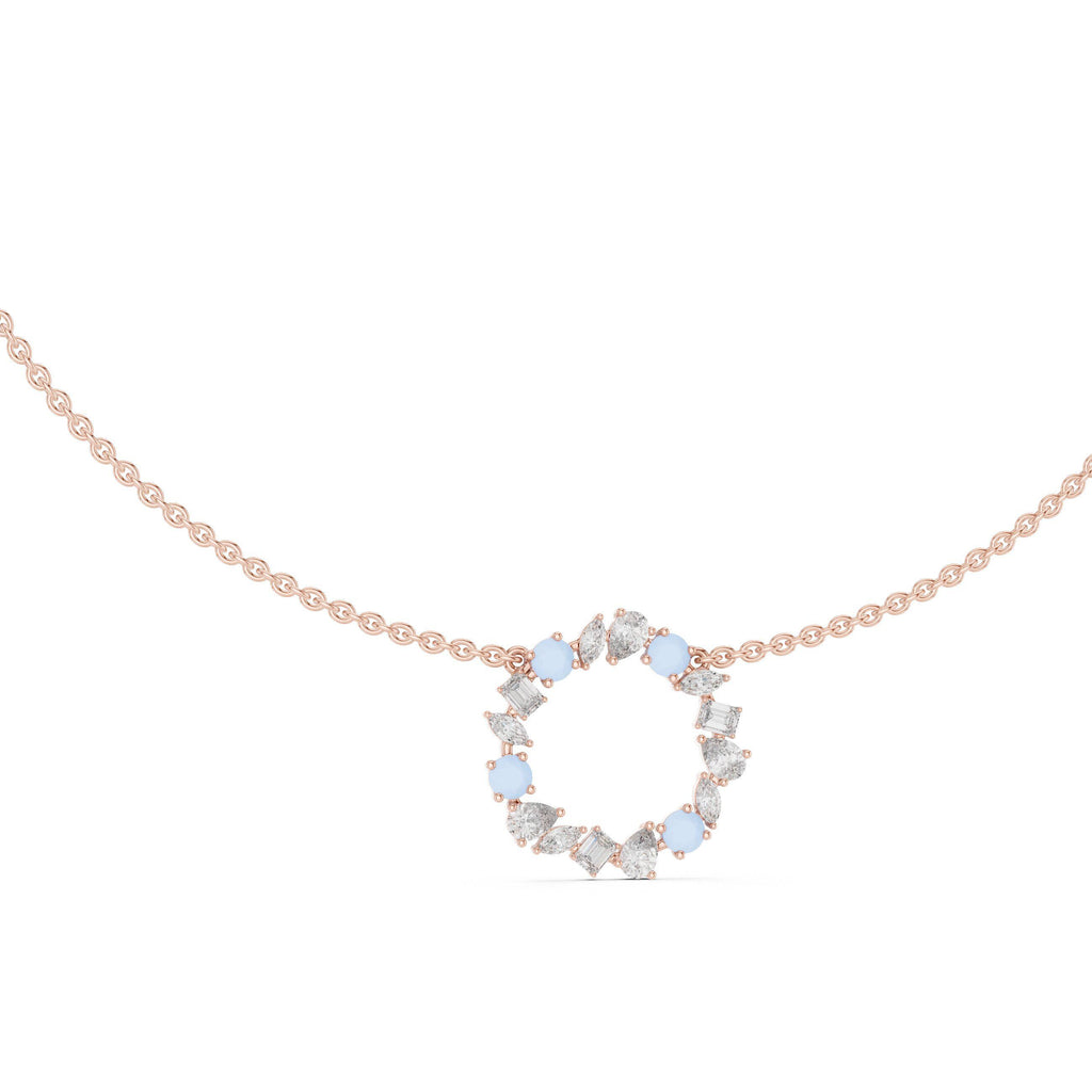 Mixed-Cut Moissanite Open-Circle Necklace – 925 Sterling Silver, 18K Gold Vermeil