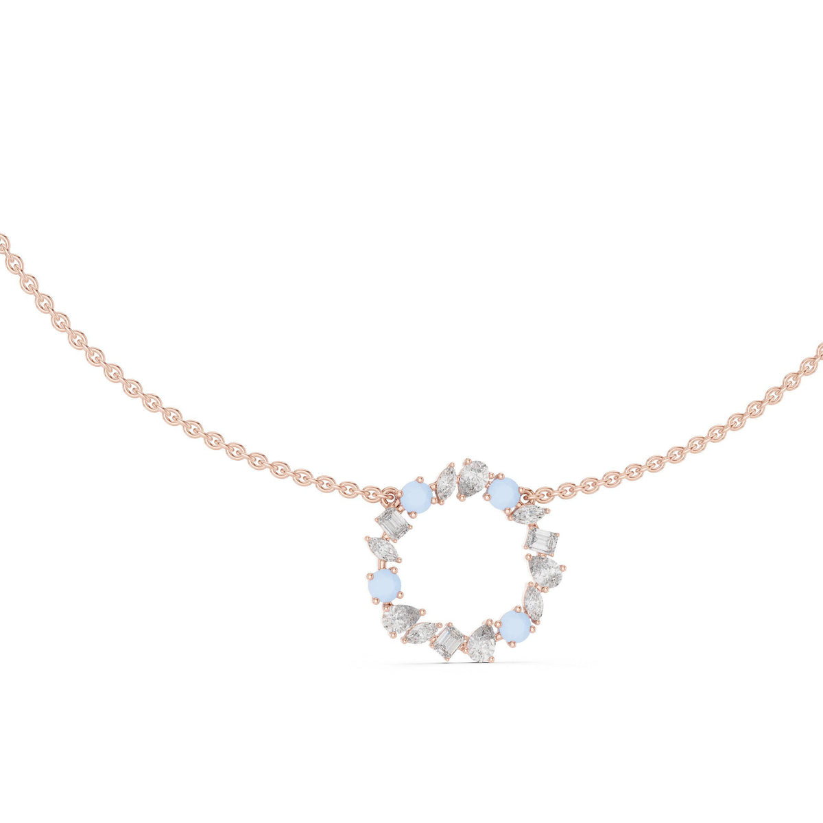 Mixed-Cut Moissanite Open-Circle Necklace – 925 Sterling Silver, 18K Gold Vermeil