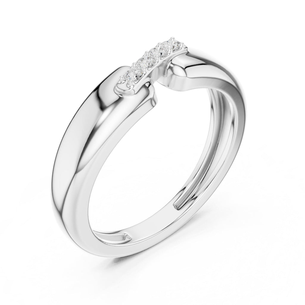 Men's Slim Open-Band Moissanite Ring with Pavé Accent – 925 Sterling Silver, 18K Gold Vermeil