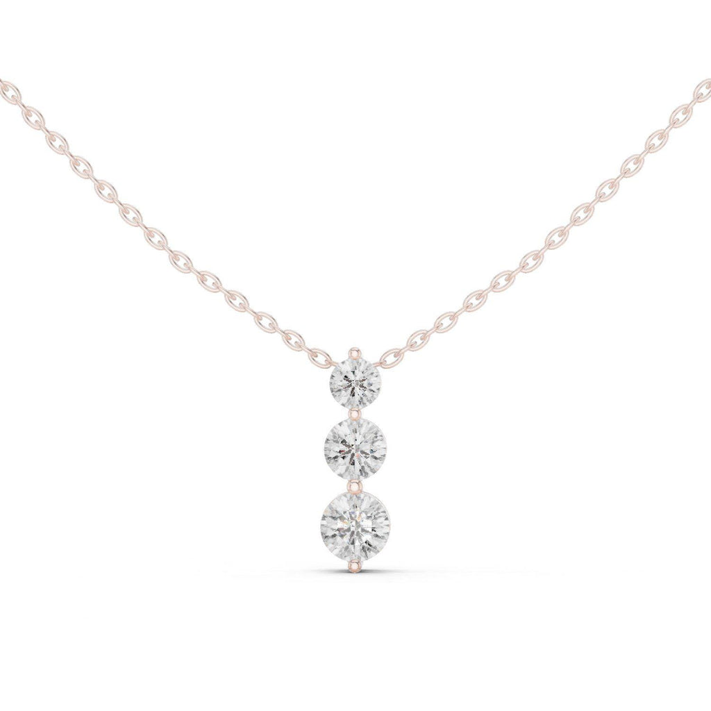 Round Moissanite Two-Stone Vertical Drop Necklace – 925 Sterling Silver, 18K Gold Vermeil