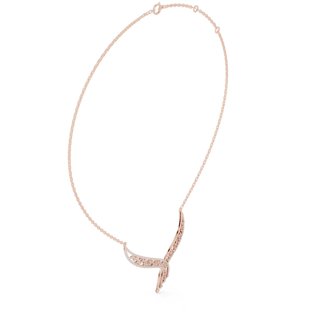 Moissanite Pavé Swirl Ribbon Necklace – 925 Sterling Silver, 18K Gold Vermeil