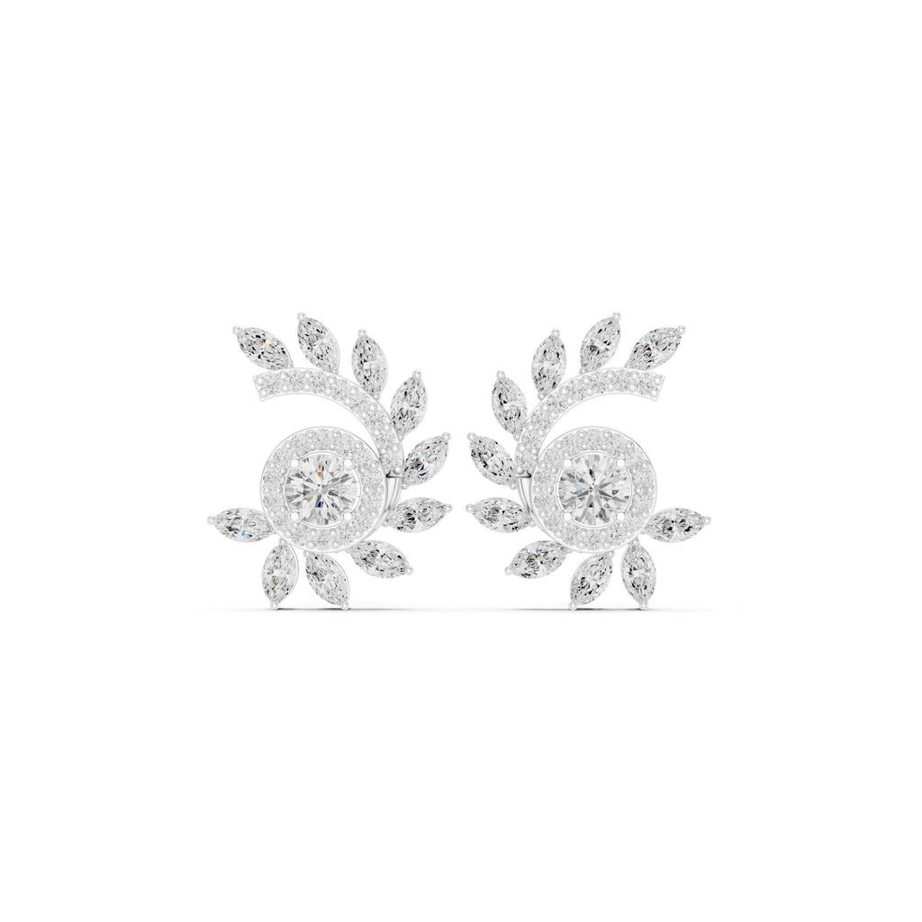 Marquise Moissanite Sunburst Spray Stud Earrings – 925 Sterling Silver, 18K Gold Vermeil