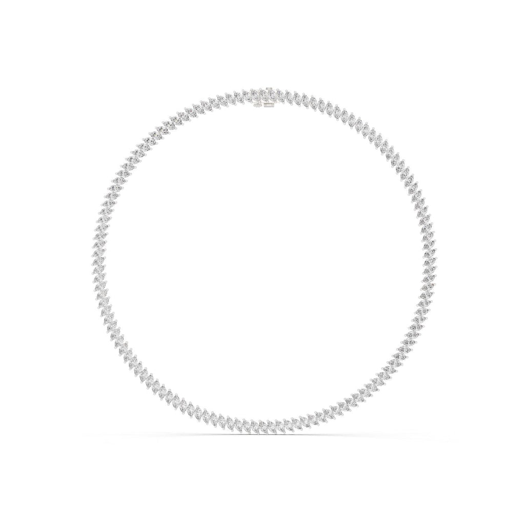 Marquise Moissanite Tennis Necklace – 925 Sterling Silver, 18K Gold Vermeil